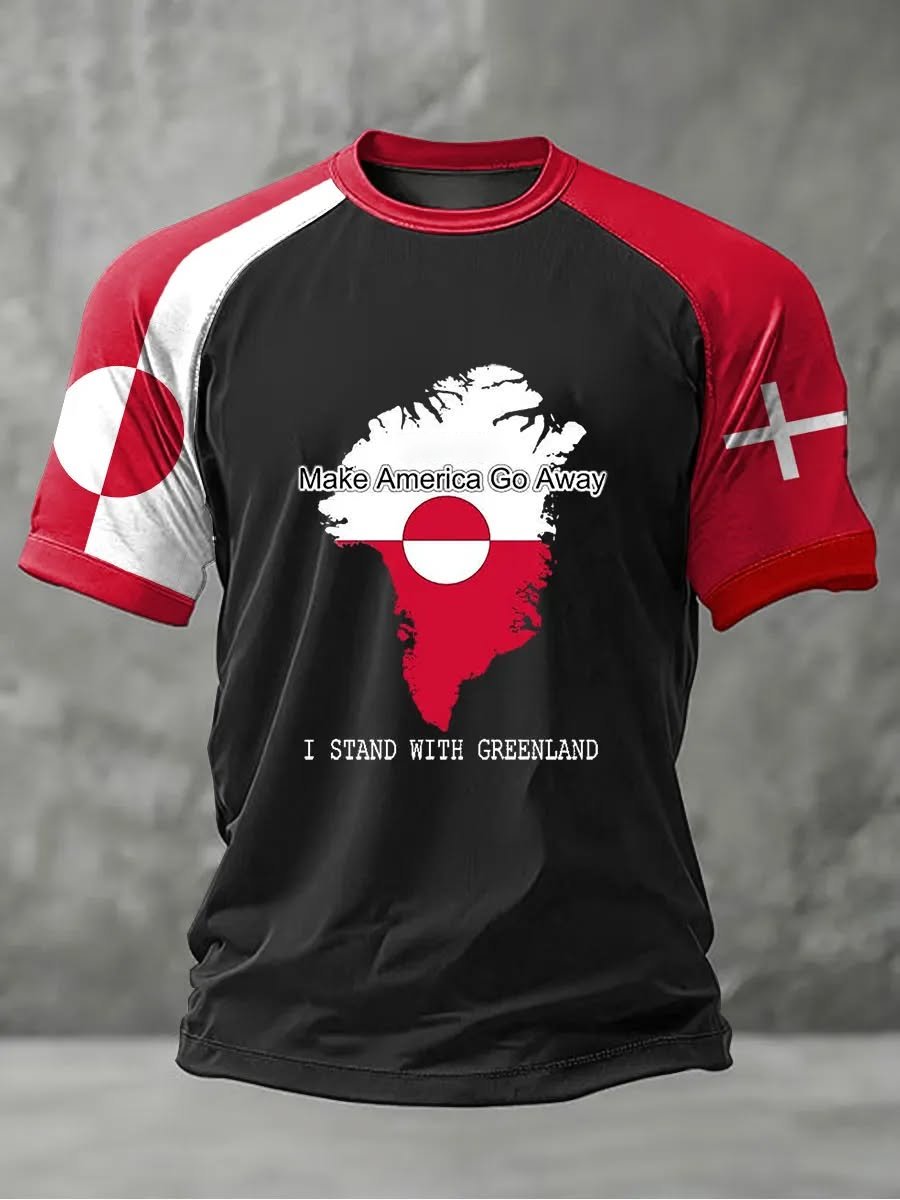 Men's Retro Greenland Print Raglan Sleeve T-Shirt
