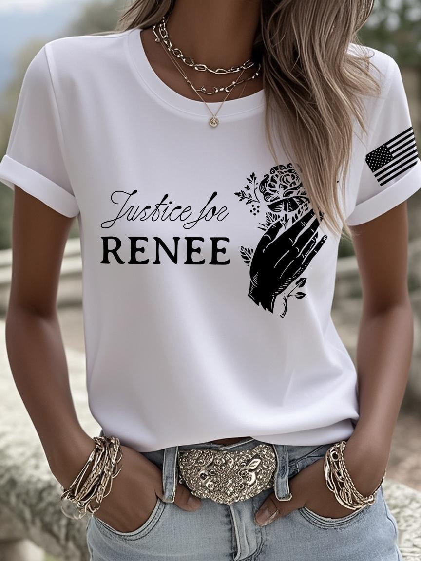 Retro Justice For Renee Print T-Shirt