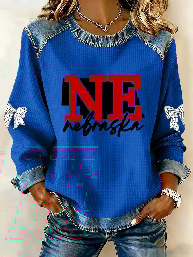 Women's Retro Volleyball Print Casual Sweatshirt