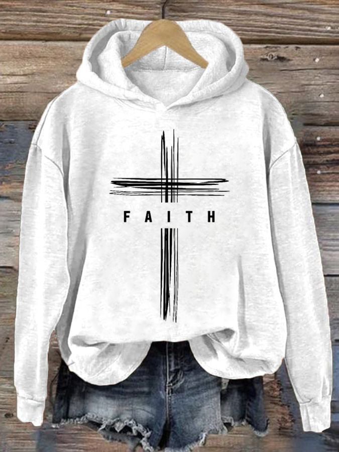 Women'S Faith Printed Casual Hoodie