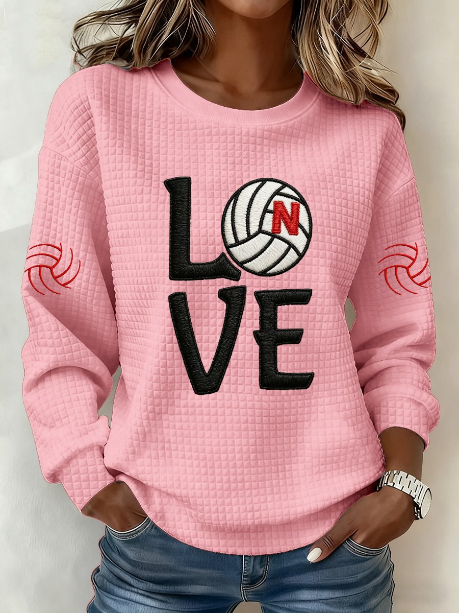 Women'S Retro Volleyball Print Long Sleeve Sweatshirt