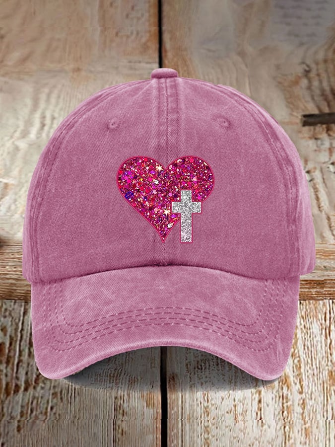 Christmas Faith Love Cross Sequin Print Baseball Cap