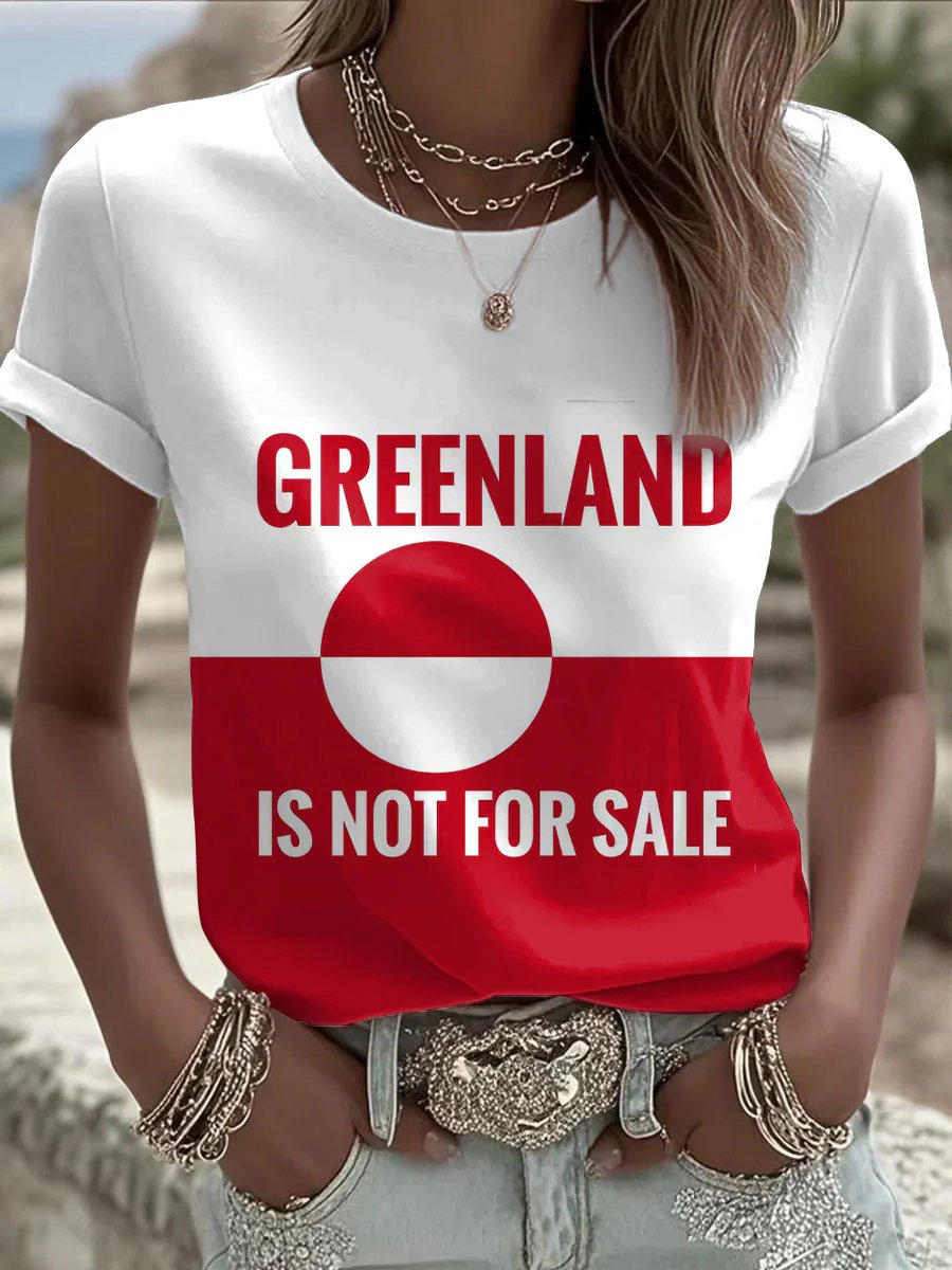 Women's Greenland Print Round Neck T-shirt