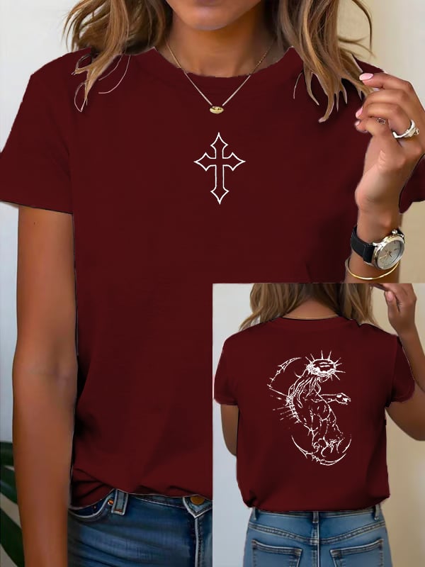 Unisex Fearless Cross Print Acid Washed T-shirt