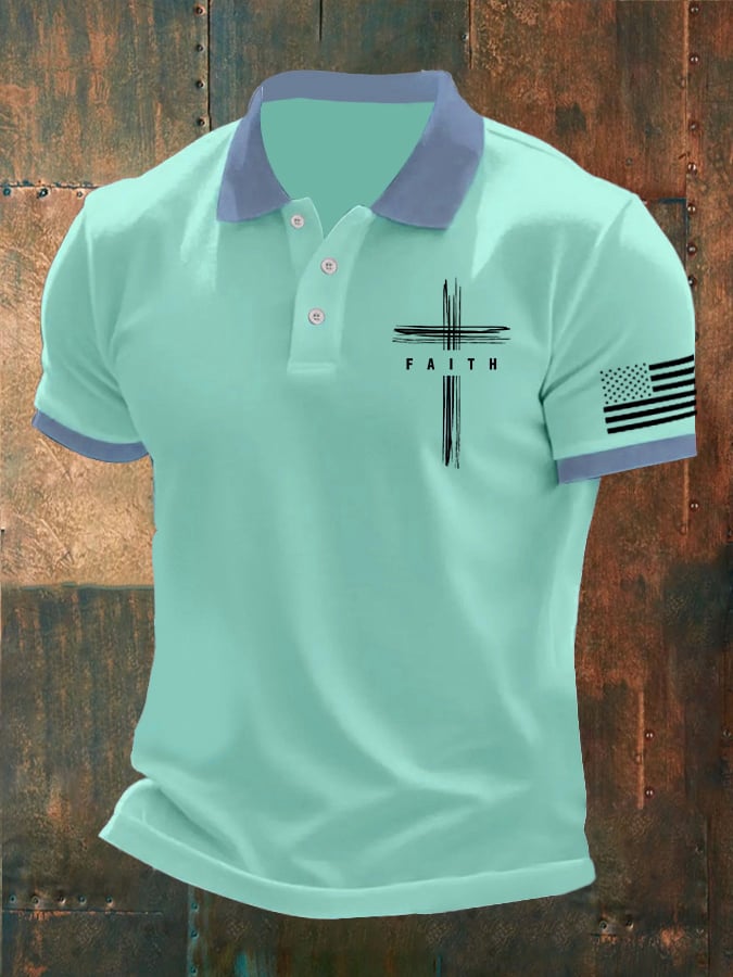 Men's Casual Contrast Color Faith Polo
