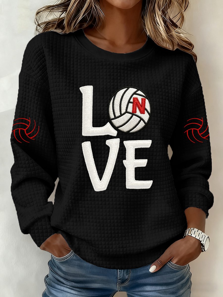 Women'S Retro Volleyball Print Long Sleeve Sweatshirt