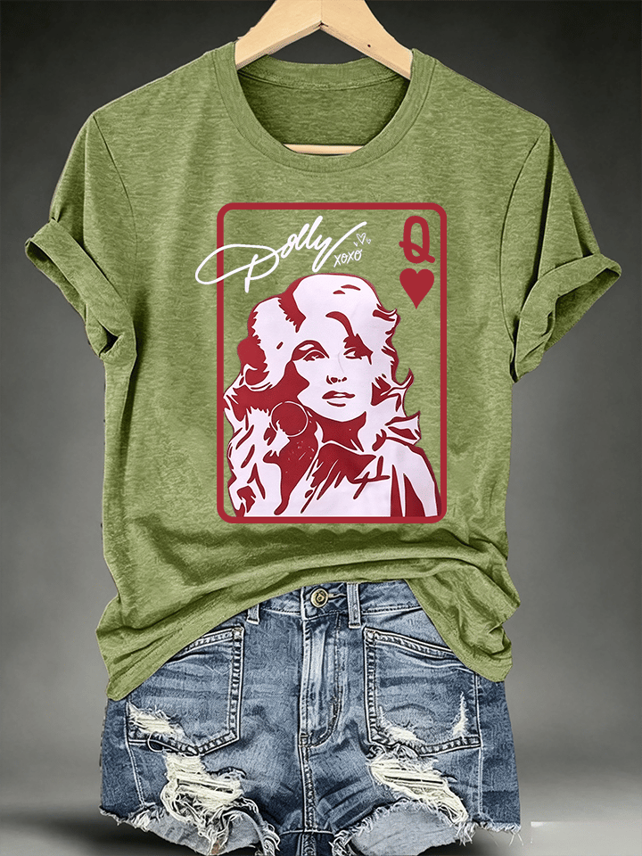 Women's Queen of Hearts Shirt Country Music Graphic Print T-Shirt