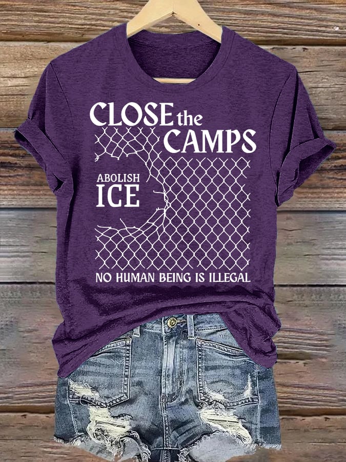Women's Abolish ICE Close The Camps Print T-Shirt