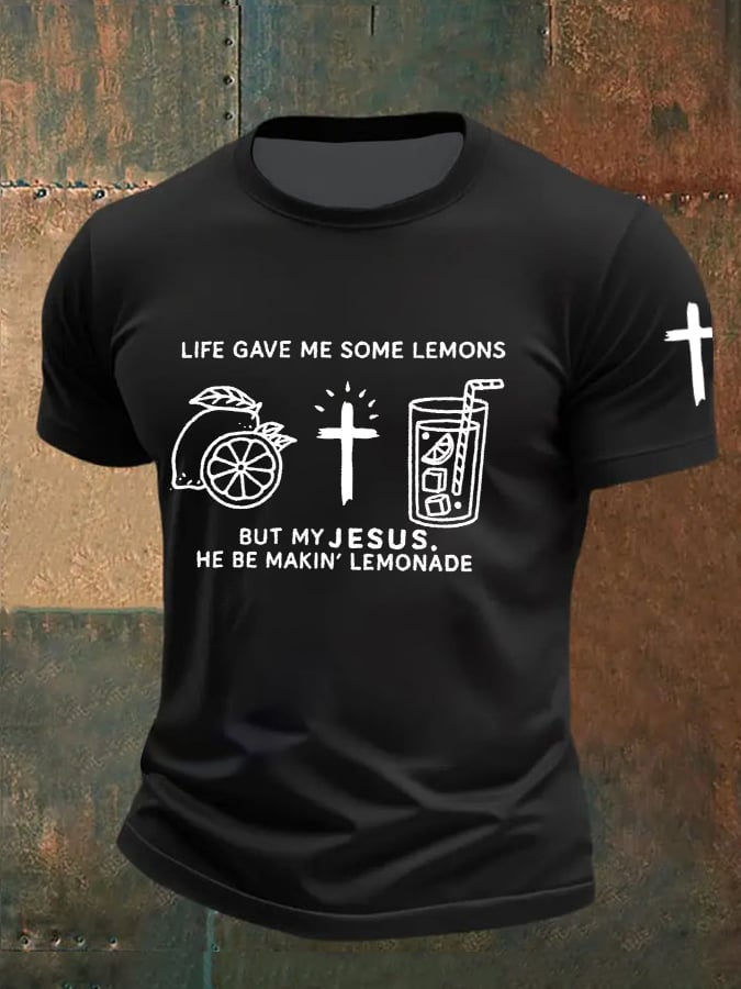 Men's Life Gave Me Some Lemons, But My Jesus Turned Them Into Lemonade Faith Printed Shirt