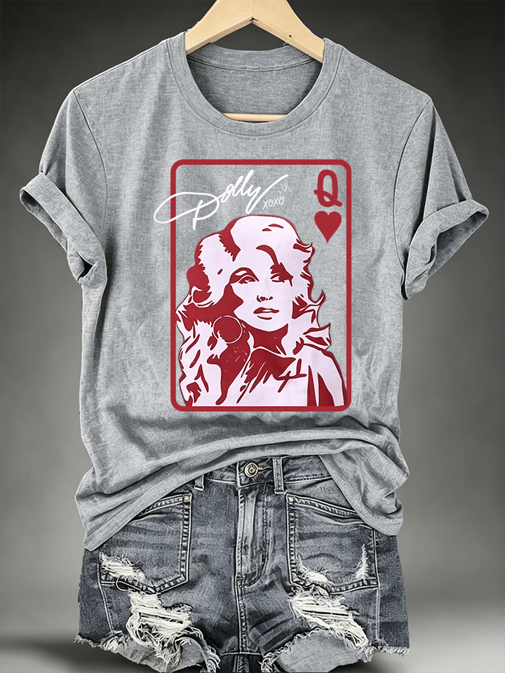Women's Queen of Hearts Shirt Country Music Graphic Print T-Shirt