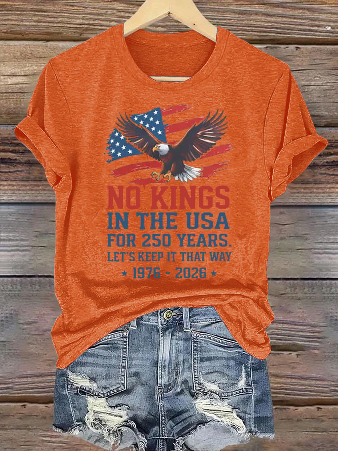 🔥Buy 3 Get 15% Off🔥Women's No Kings USA Patriotic Tee ,250 Years of Democracy printed T-shirt