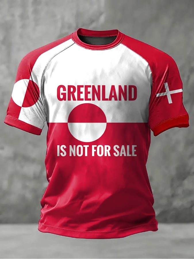 Men's Retro Greenland Not For Sale Print Raglan Sleeve T-Shirt