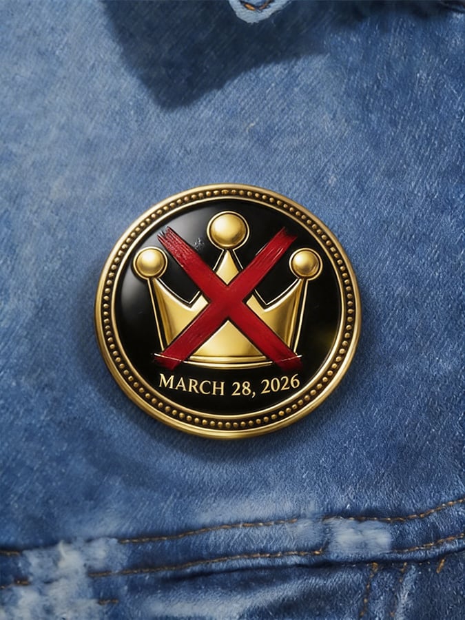 Unisex Retro No Kings Day March 28 2026 Print Pin-Back Button