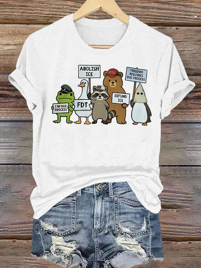 Women's FDT Cartoon animals printed T-shirt