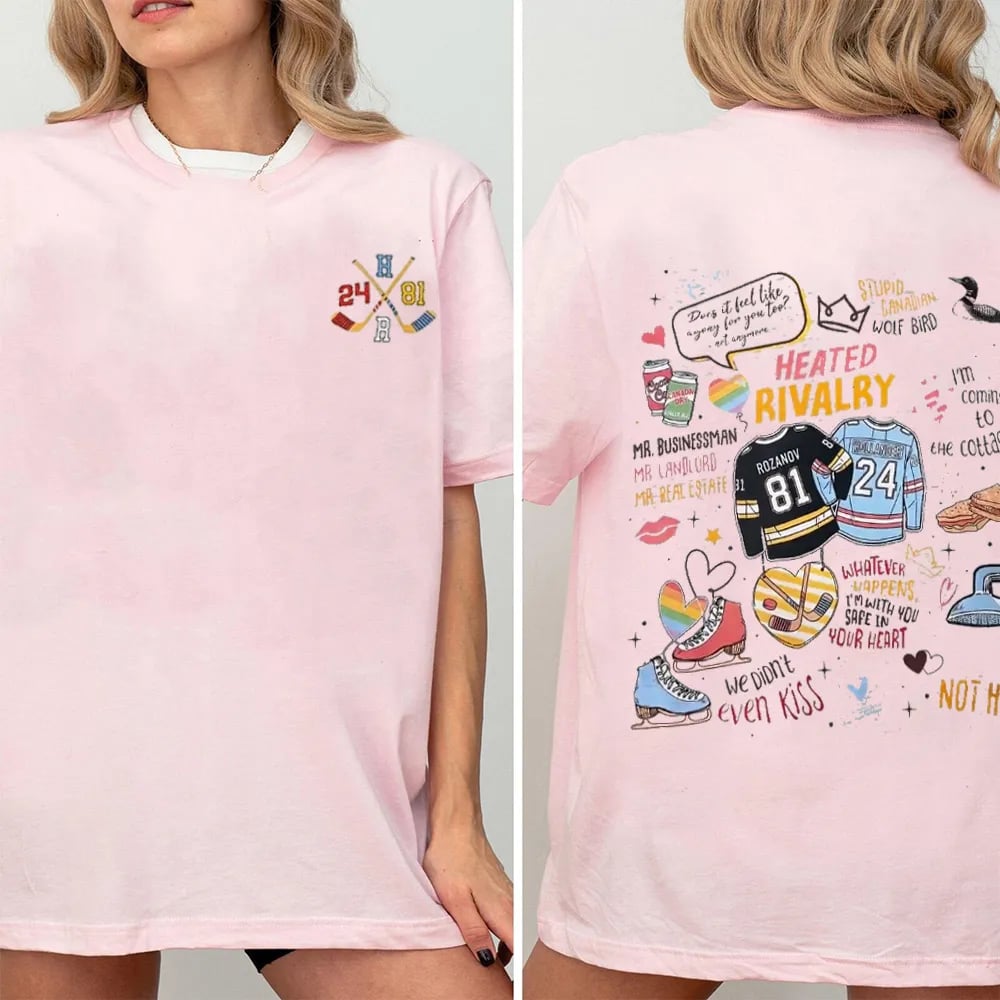 Hockey Romance Print Casual T Shirts