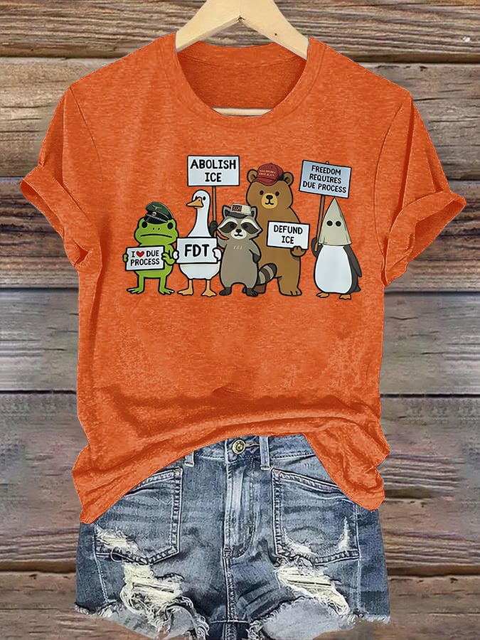 Women's FDT Cartoon animals printed T-shirt