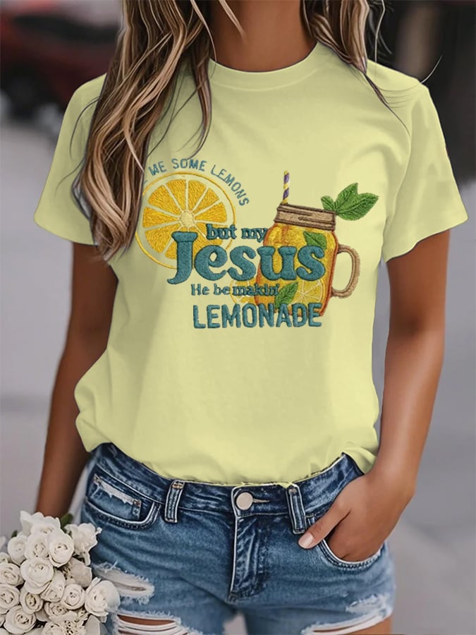 Women's Life Gave Me Some Lemons, But My Jesus Turned Them Into Lemonade Faith Print Shirt
