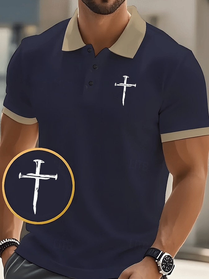 Men's Faith Printed Casual Polo Shirt