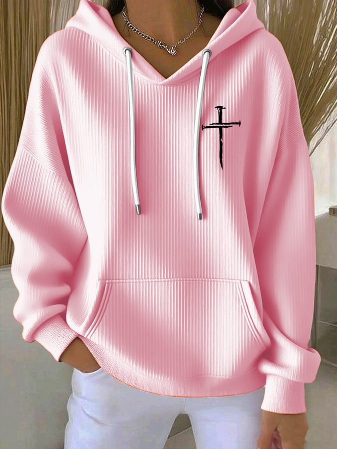 Women's Casual Faith Ribbed Hoodie
