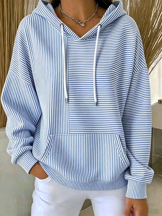 New Arrivals🔥Women Striped Long Sleeve Casual Daily Spring/Fall Hoodie