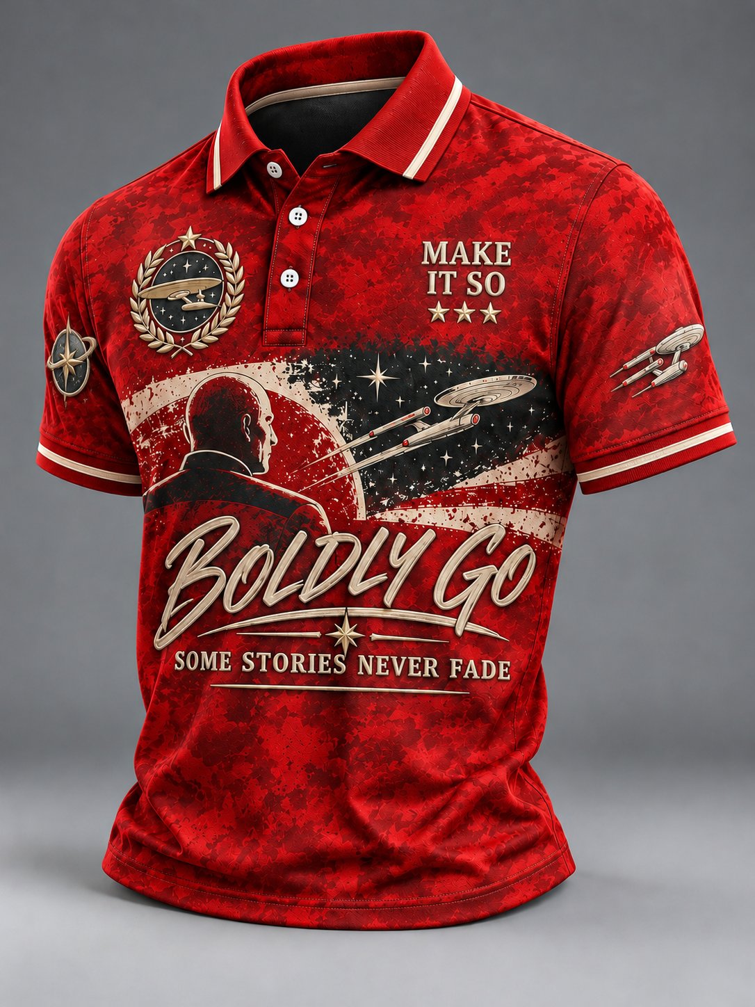 Men's In Loving Memory of Our Captain Print Casual Polo