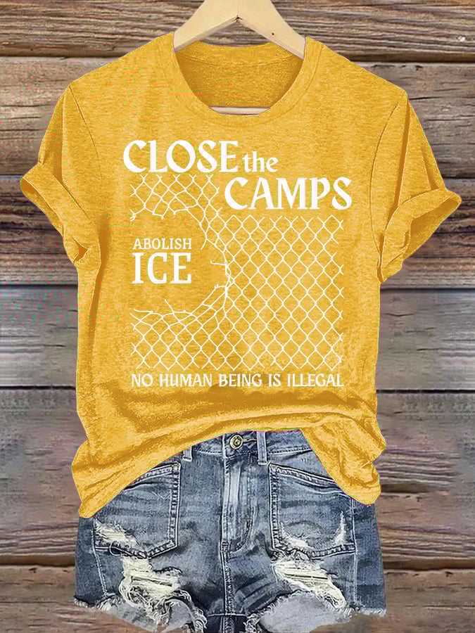 Women's Abolish ICE Close The Camps Print T-Shirt