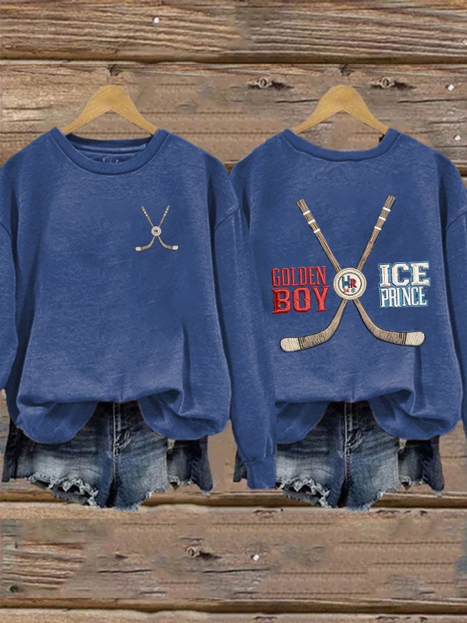 Women's Golden Boy and Ice Prince Hockey Sticks Sweatshirt