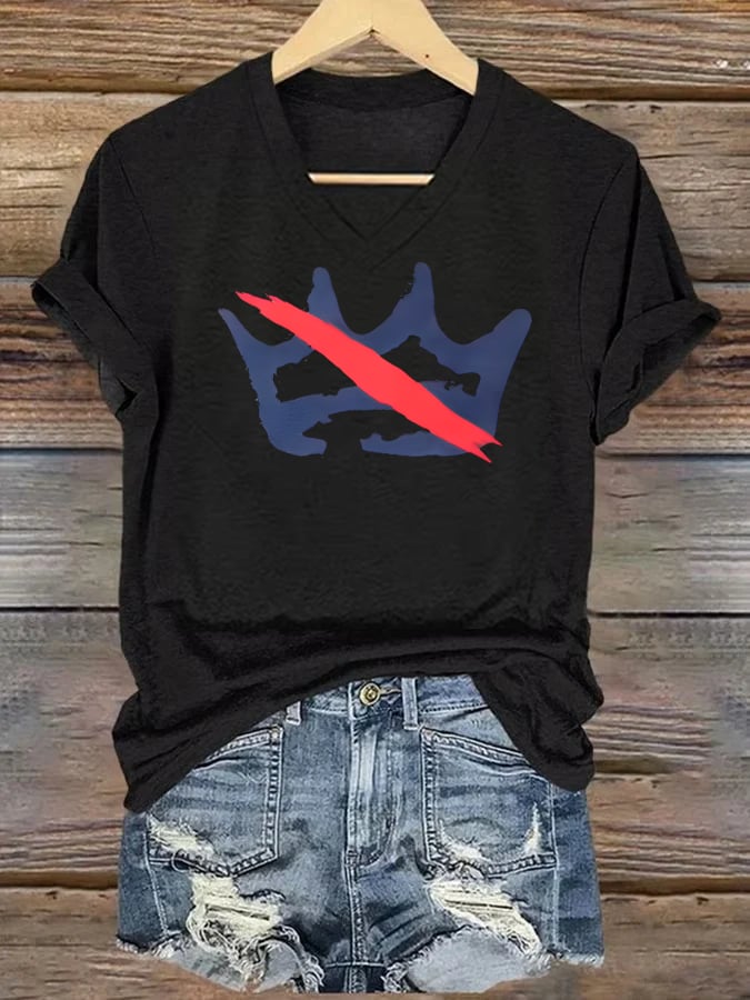 🔥Buy 3 Get 15% Off🔥V-neck Women's America has no kings Printed Casual T-Shirt