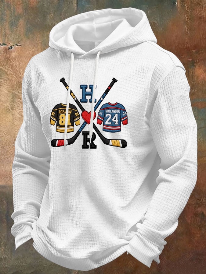 Men's Hockey Romance Waffle Hoodie