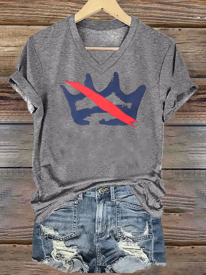 🔥Buy 3 Get 15% Off🔥V-neck Women's America has no kings Printed Casual T-Shirt