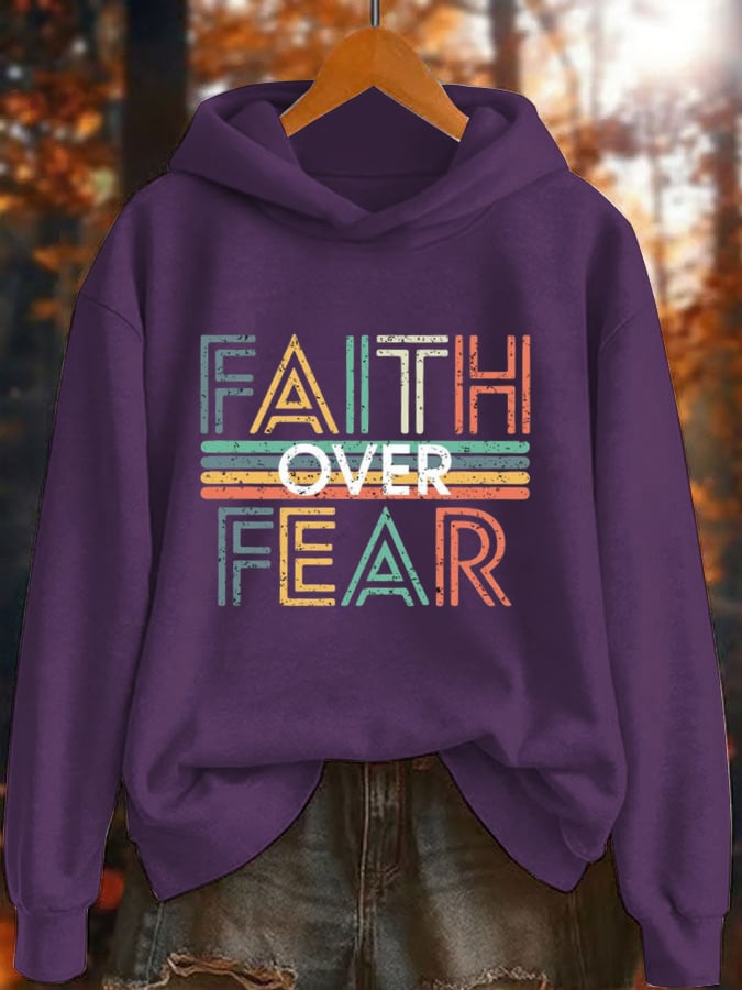 Women's Faith Letters Print Hoodie