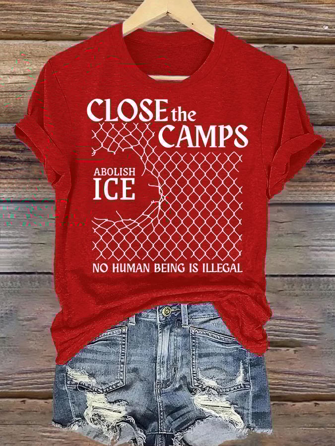 Women's Abolish ICE Close The Camps Print T-Shirt