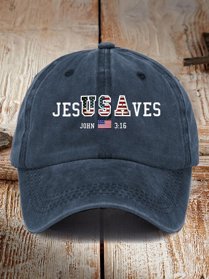 Vintage USA Jesus Saves Print Baseball Cap