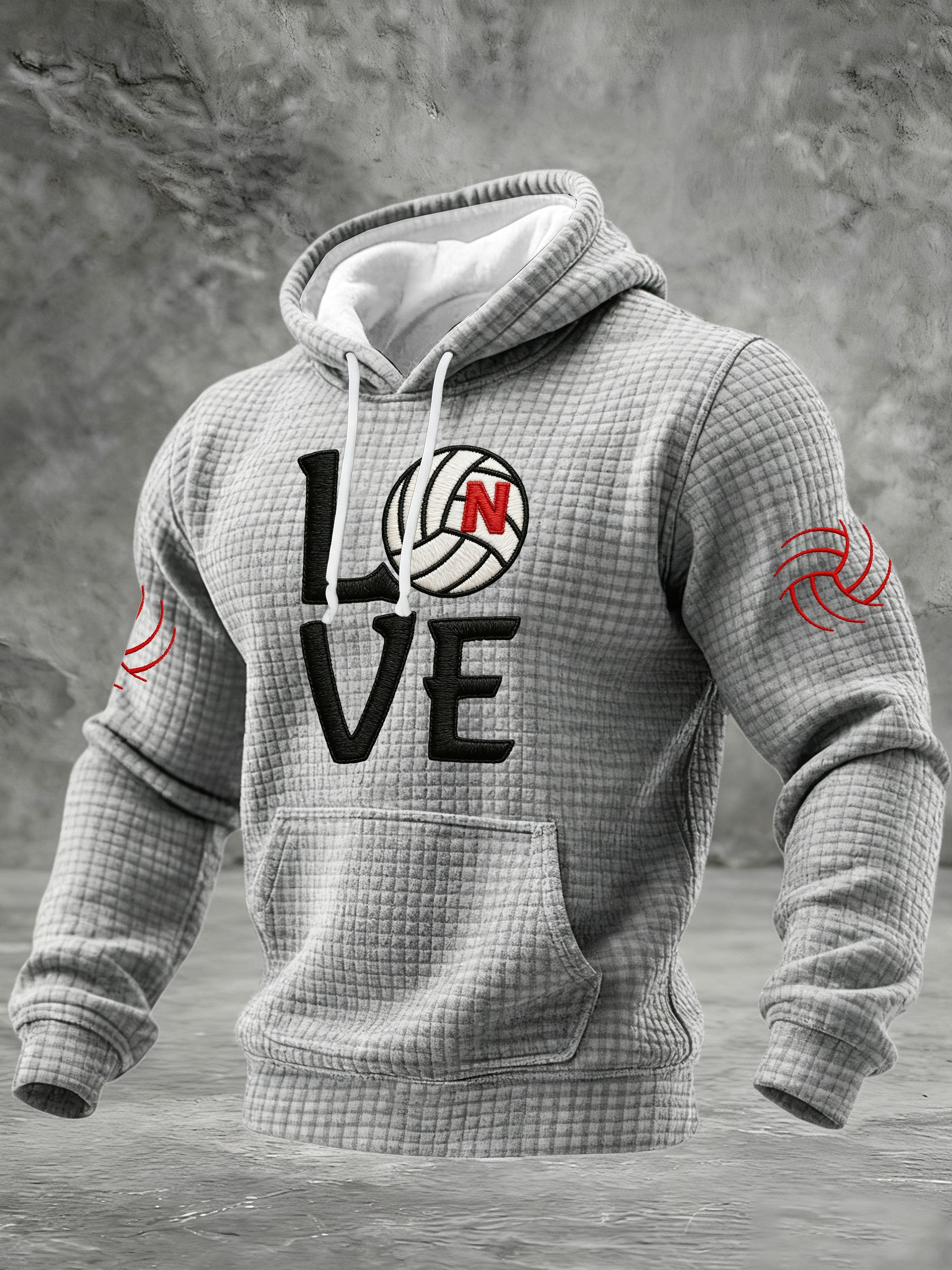 Men's Retro Volleyball Printed Hoodie