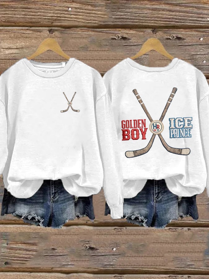 Women's Golden Boy and Ice Prince Hockey Sticks Sweatshirt