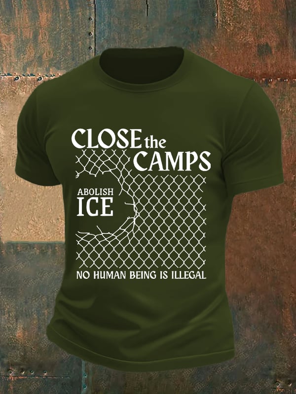 Men's Abolish ICE Close The Camps Print T-Shirt