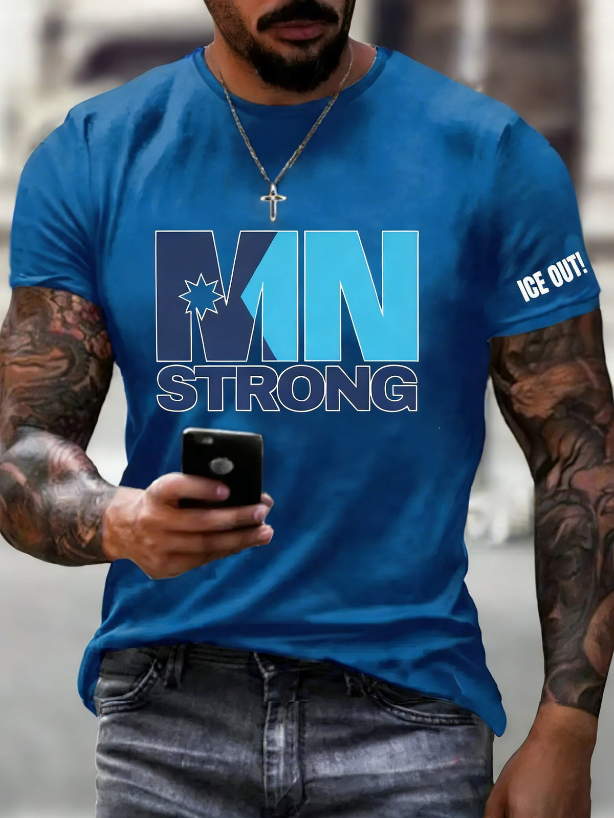 Men's Retro Minneapolis Resist Print Casual T-Shirt
