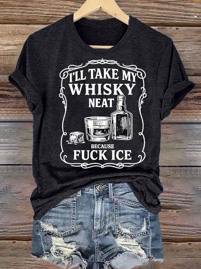 Women's Whiskey F*ck ICE Abolish ICE Print T-Shirt