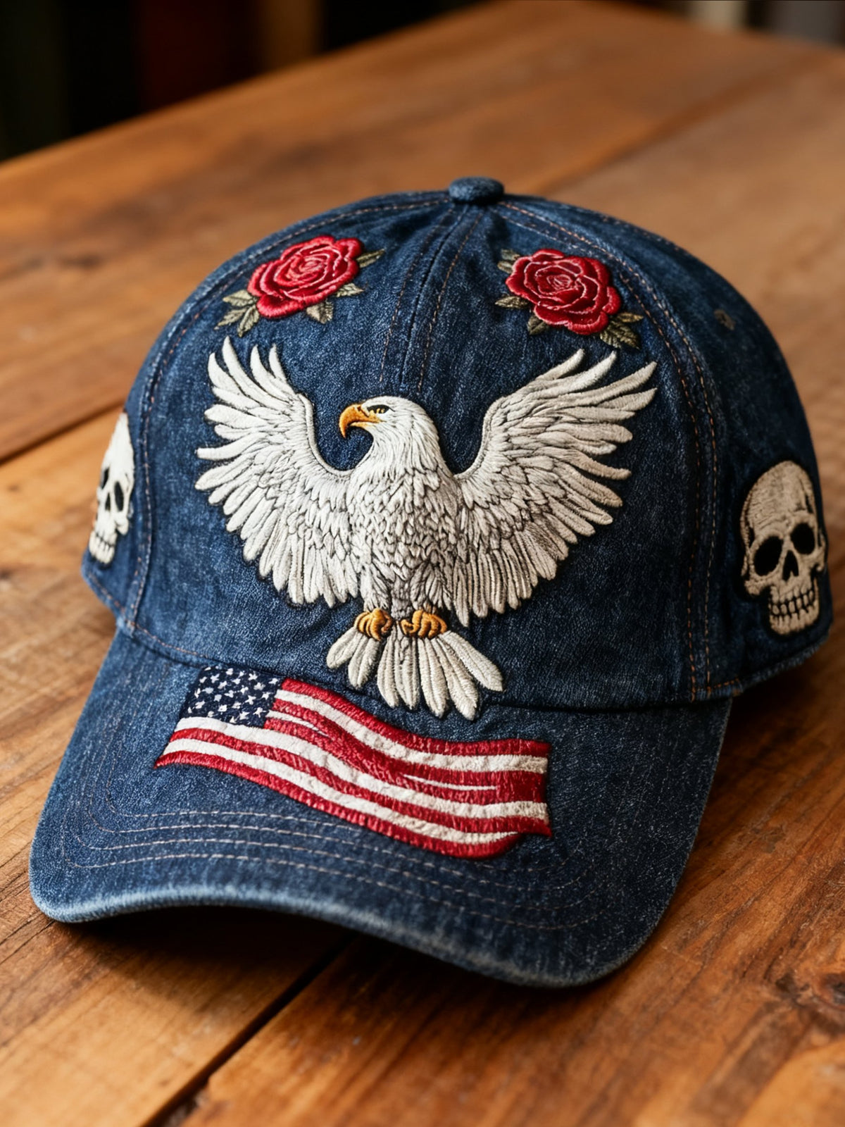 Retro American Flag Print Baseball Cap