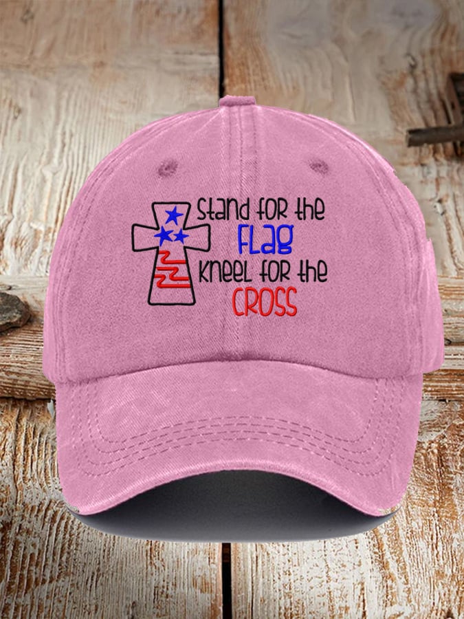 I Stand For The Flag I Kneel for The Cross Faith Print Baseball Cap