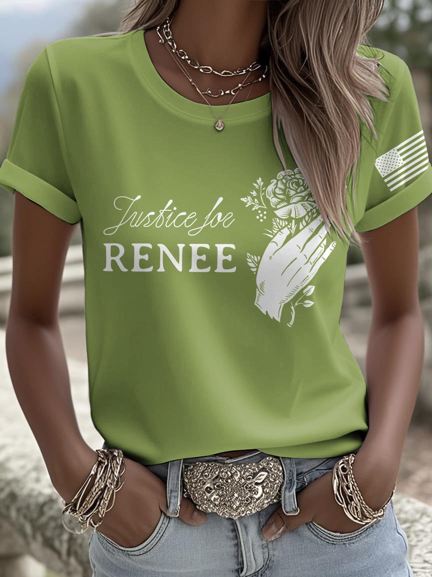 Retro Justice For Renee Print T-Shirt