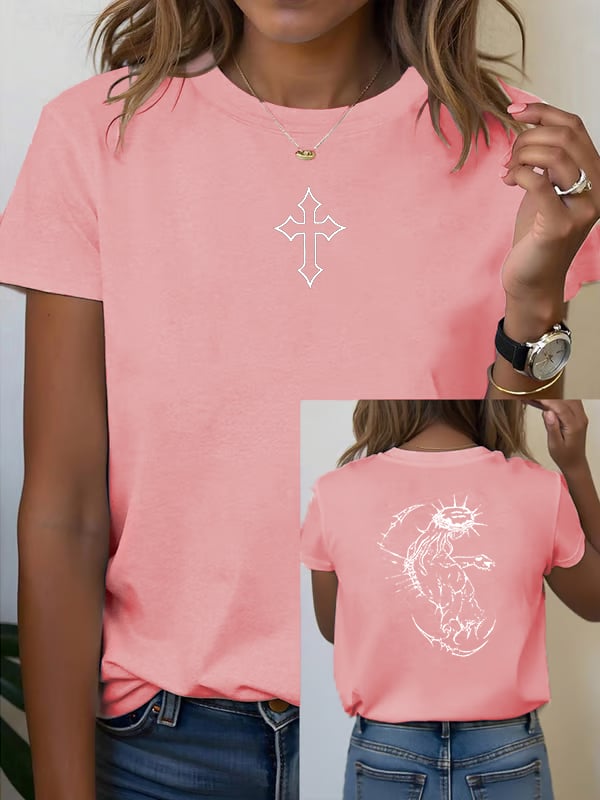 Unisex Fearless Cross Print Acid Washed T-shirt