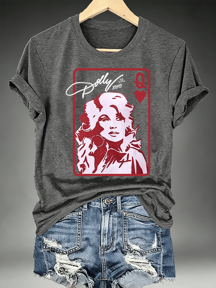 Women's Queen of Hearts Shirt Country Music Graphic Print T-Shirt