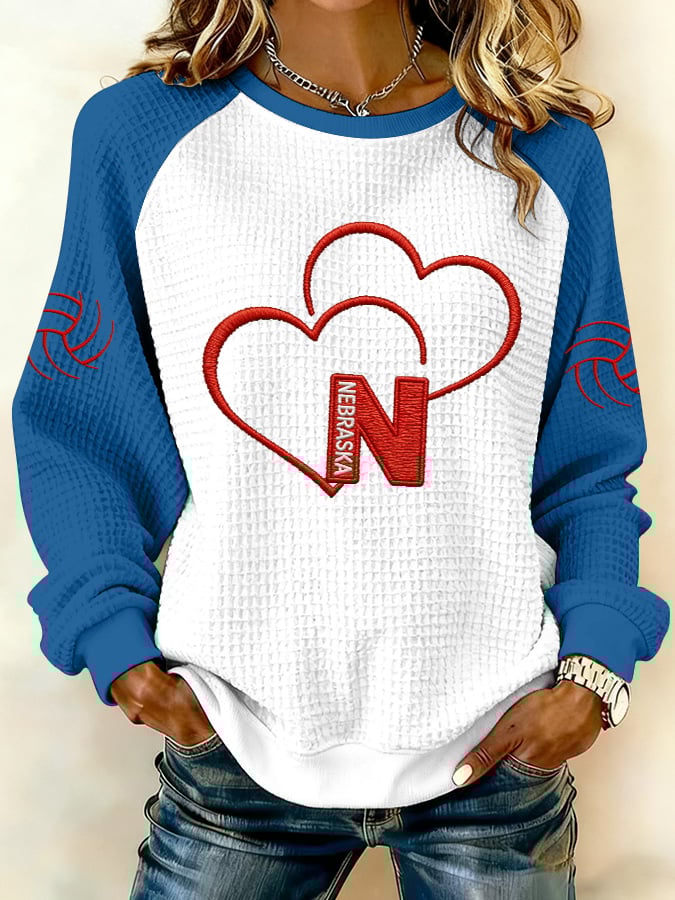 Women's Volleyball Print Raglan Sleeve Sweatshirt