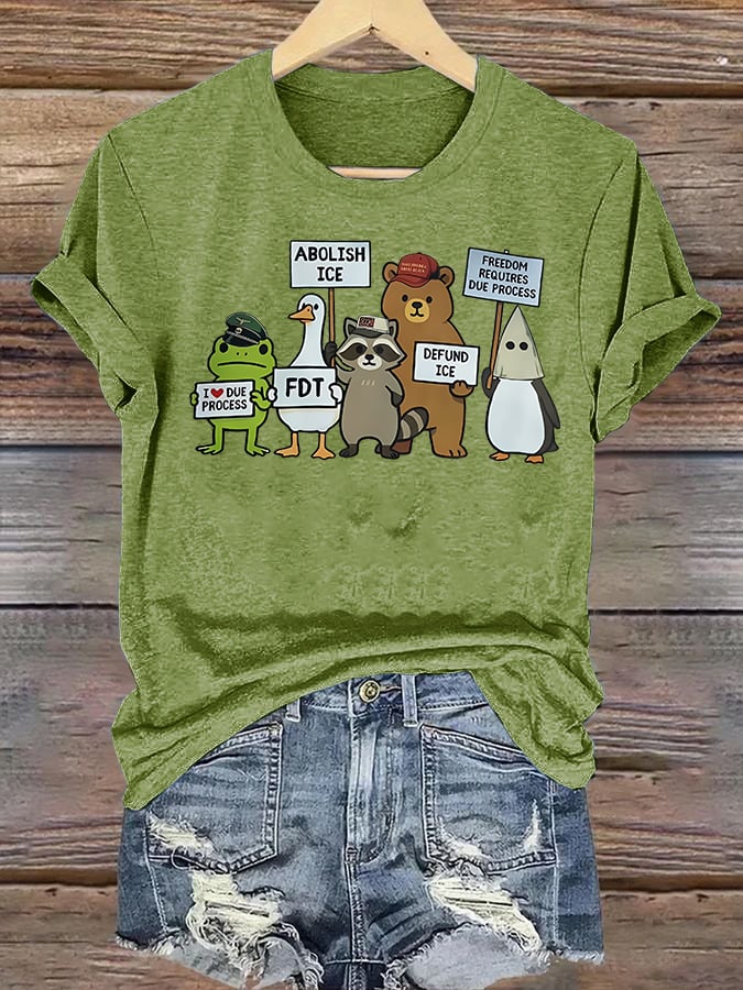 Women's FDT Cartoon animals printed T-shirt