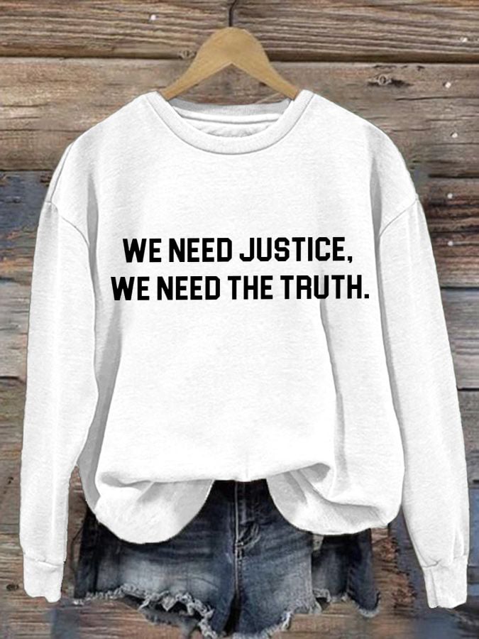 Women's “We Need Justice We Need Truth” Printed Hoodies