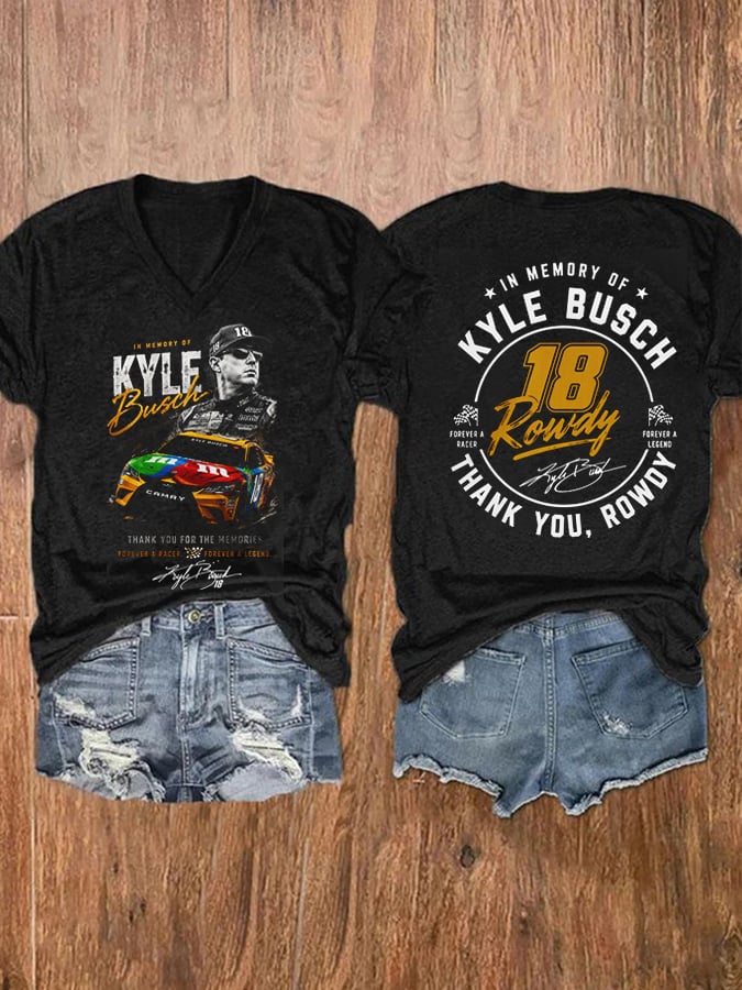 Women's Racing Legend Memorial Print Casual T-shirt
