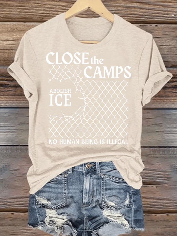 Women's Abolish ICE Close The Camps Print T-Shirt