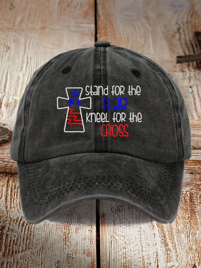 I Stand For The Flag I Kneel for The Cross Faith Print Baseball Cap