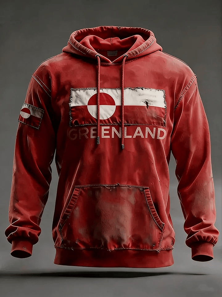 Men's Retro Greenland Print Raglan Sleeve Hoodie